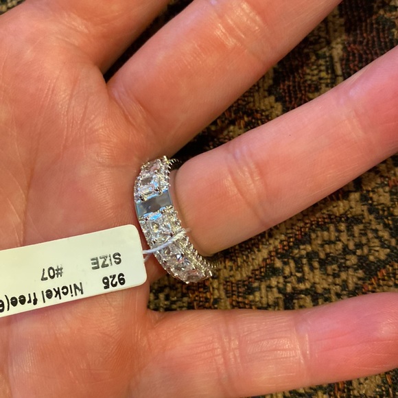 8mm Sterling silver Rhodium plated Eternity Wedding Band sizes 6 7 8 9 10 - Picture 8 of 13